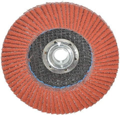 3M - 40 Grit, 4-1/2" Disc Diam, 5/8-11 Center Hole, Type 27 Ceramic Flap Disc - 13,300 Max RPM, Cloth Backing, Arbor Attaching System, Coated - Industrial Tool & Supply