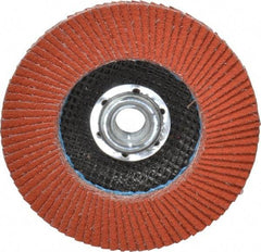 3M - 80 Grit, 4-1/2" Disc Diam, 5/8-11 Center Hole, Type 27 Ceramic Flap Disc - 13,300 Max RPM, Cloth Backing, Arbor Attaching System, Coated - Industrial Tool & Supply