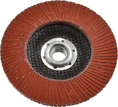 3M - 120 Grit, 4-1/2" Disc Diam, 5/8-11 Center Hole, Type 27 Ceramic Flap Disc - 13,300 Max RPM, Cloth Backing, Arbor Attaching System, Coated - Industrial Tool & Supply