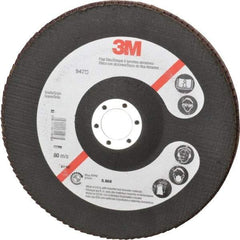 3M - 80 Grit, 7" Disc Diam, 7/8" Center Hole, Type 27 Ceramic Flap Disc - 8,600 Max RPM, Cloth Backing, Arbor Attaching System, Coated - Industrial Tool & Supply