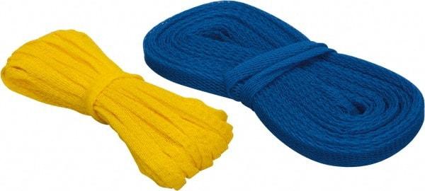 Huot - 50 Ft Long, Stretchable, Protection Mesh Sleeving - Yellow & Blue, 1/4 to 1/2 & 1/2 to 1" OD - Industrial Tool & Supply