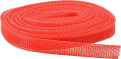 Huot - 50 Ft Long, Stretchable, Protection Mesh Sleeving - Red, 1-1/2" OD - Industrial Tool & Supply