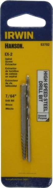 Irwin - 2 Piece Spiral Flute Screw Extractor & Drill Set - Screw Range 5/32 to 7/32" - Industrial Tool & Supply