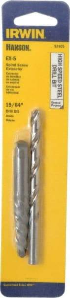 Irwin - 2 Piece Spiral Flute Screw Extractor & Drill Set - Screw Range 3/8 to 5/8" - Industrial Tool & Supply