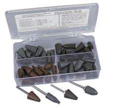 Cratex - 44 Piece Rubber Point & Mandrel Set - Includes 40 Points & 4 Mandrels - Industrial Tool & Supply