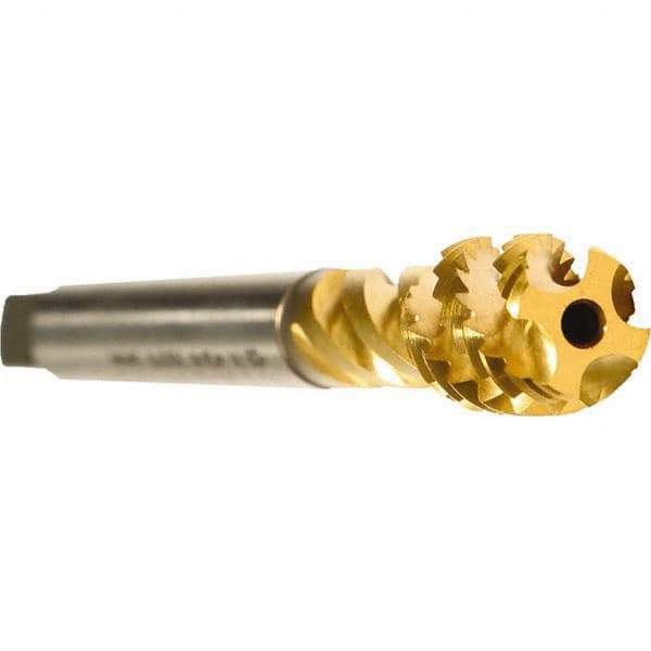 Emuge - 1/2-13 UNC 4 Flute 2B Bottoming Spiral Flute Tap - TiN Finish, 4.331" OAL, Right Hand Flute, Right Hand Thread - Industrial Tool & Supply
