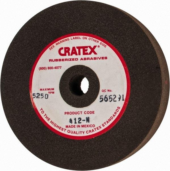 Cratex - 4" Diam x 1/2" Hole x 3/4" Thick, Surface Grinding Wheel - Silicon Carbide, Medium Grade, 5,250 Max RPM, Rubber Bond, No Recess - Industrial Tool & Supply