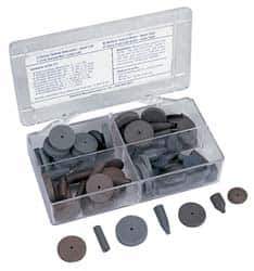 Cratex - 76 Piece Rubber Abrasive Point Set - Includes 8 Tapered Edge Wheels, 24 Straight Wheels, 16 Cylinder Points, 24 Bullet Points, 2 Wheel Mandrels & 2 Point Mandrels - Industrial Tool & Supply