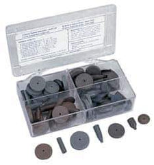 Cratex - 76 Piece Rubber Abrasive Point Set - Includes 8 Tapered Edge Wheels, 24 Straight Wheels, 16 Cylinder Points, 24 Bullet Points, 2 Wheel Mandrels & 2 Point Mandrels - Industrial Tool & Supply