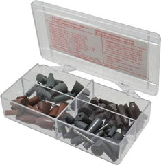 Cratex - 68 Piece Rubber Point Test Set - Includes 16 Cylinder Points, 32 Bullet Points, 16 Tapered Points & 4 Point Mandrels - Industrial Tool & Supply