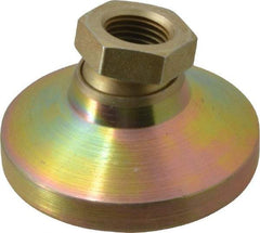 Vlier - 5000 Lb Capacity, 1/2-20 Thread, 1-1/8" OAL, Steel Stud, Tapped Pivotal Socket Mount Leveling Pad - 1-7/8" Base Diam, Steel Pad, 3/4" Hex - Industrial Tool & Supply