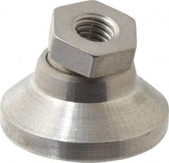 Vlier - 150 Lb Capacity, 10-32 Thread, 17/32" OAL, Stainless Steel Stud, Tapped Pivotal Socket Mount Leveling Pad - 3/4" Base Diam, Delrin Pad, 3/8" Hex - Industrial Tool & Supply