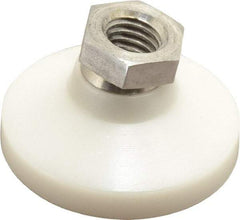 Vlier - 700 Lb Capacity, 1/2-13 Thread, 1-1/8" OAL, Stainless Steel Stud, Tapped Pivotal Socket Mount Leveling Pad - 1-7/8" Base Diam, Delrin Pad, 3/4" Hex - Industrial Tool & Supply