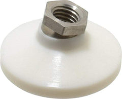 Vlier - 1200 Lb Capacity, 5/8-11 Thread, 1-1/4" OAL, Stainless Steel Stud, Tapped Pivotal Socket Mount Leveling Pad - 2-1/2" Base Diam, Delrin Pad, 7/8" Hex - Industrial Tool & Supply