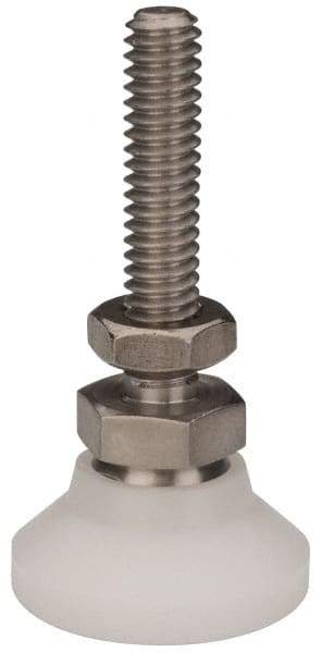 Vlier - 1/4-20 Bolt Thread, Studded Pivotal Stud Mount Leveling Pad & Mount - 200 Max Lb Capacity, 1" Base Diam - Industrial Tool & Supply