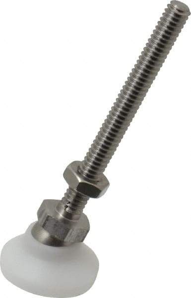 Vlier - 1/4-20 Bolt Thread, Studded Pivotal Stud Mount Leveling Pad & Mount - 200 Max Lb Capacity, 1" Base Diam - Industrial Tool & Supply