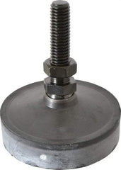 Vlier - 400 Lb Capacity, 1/2-13 Thread, 3-5/8" OAL, Steel Stud, Studded Pivotal Socket Mount Leveling Pad & Mount - 2" Stud Length, 3" Base Diam, Neoprene Pad, 3/4" Hex - Industrial Tool & Supply