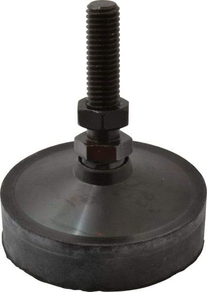 Vlier - 800 Lb Capacity, 1/2-13 Thread, 3-5/8" OAL, Steel Stud, Studded Pivotal Socket Mount Leveling Pad & Mount - 2" Stud Length, 3" Base Diam, Neoprene Pad, 3/4" Hex - Industrial Tool & Supply