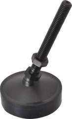 Vlier - 800 Lb Capacity, 1/2-13 Thread, 5-5/8" OAL, Steel Stud, Studded Pivotal Socket Mount Leveling Pad & Mount - 4" Stud Length, 3" Base Diam, Neoprene Pad, 3/4" Hex - Industrial Tool & Supply