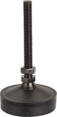 Vlier - 1200 Lb Capacity, 1/2-13 Thread, 5-5/8" OAL, Steel Stud, Studded Pivotal Socket Mount Leveling Pad & Mount - 4" Stud Length, 3" Base Diam, Neoprene Pad, 3/4" Hex - Industrial Tool & Supply