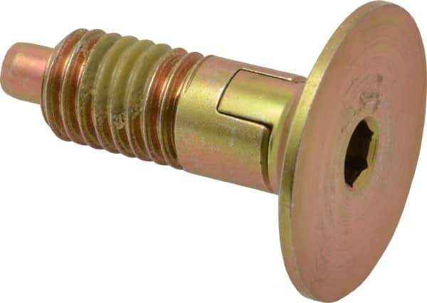 Vlier - 1/2-13, 0.65" Thread Length, 1/4" Max Plunger Diam, 1 Lb Init to 10 Lb Final End Force, Locking Knob Handle Plunger - Countersunk Knob, 1.38" Body Length, 1/4" Plunger Projection - Industrial Tool & Supply