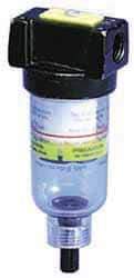 Parker - 3/8" Port, 46 CFM Coalescing Filter - Polycarbonate Bowl, Manual Drain, Modular Connection, 150 Max psi - Industrial Tool & Supply