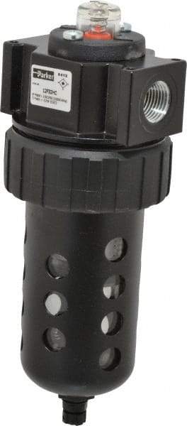 Parker - 1/2" Port, 135 CFM Coalescing Filter - Polycarbonate Bowl, Manual Drain, Modular Connection, 150 Max psi - Industrial Tool & Supply