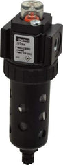 Parker - 1/4" Port, 34 CFM Coalescing Filter - Polycarbonate Bowl, Manual Drain, Modular Connection, 150 Max psi - Industrial Tool & Supply