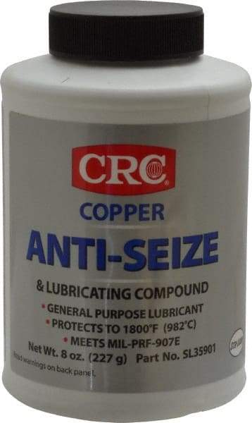 CRC - 8 oz Bottle General Purpose Anti-Seize Lubricant - Copper, -95 to 1,800°F, Bronze, Water Resistant - Industrial Tool & Supply