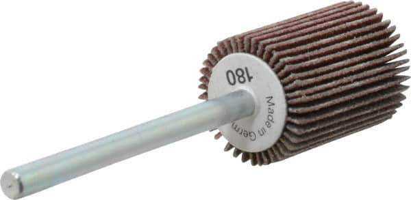 Value Collection - 5/8" Diam x 3/4" Face Width, Very Fine Aluminum Oxide Coated Mounted Flap Wheel - 1/8" Shank Mount, 180 Grit, X Weighted Cloth Backing, 40,000 Max RPM - Industrial Tool & Supply