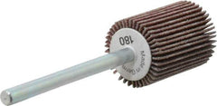 Value Collection - 5/8" Diam x 3/4" Face Width, Very Fine Aluminum Oxide Coated Mounted Flap Wheel - 1/8" Shank Mount, 180 Grit, X Weighted Cloth Backing, 40,000 Max RPM - Industrial Tool & Supply