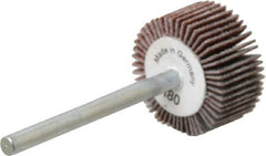 Value Collection - 3/4" Diam x 3/8" Face Width, Very Fine Aluminum Oxide Coated Mounted Flap Wheel - 1/8" Shank Mount, 180 Grit, X Weighted Cloth Backing, 35,000 Max RPM - Industrial Tool & Supply