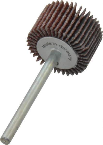 Value Collection - 3/4" Diam x 1/2" Face Width, Medium Aluminum Oxide Coated Mounted Flap Wheel - 1/8" Shank Mount, 80 Grit, X Weighted Cloth Backing, 35,000 Max RPM - Industrial Tool & Supply