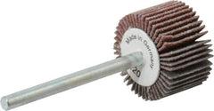 Value Collection - 3/4" Diam x 1/2" Face Width, Fine Aluminum Oxide Coated Mounted Flap Wheel - 1/8" Shank Mount, 120 Grit, X Weighted Cloth Backing, 35,000 Max RPM - Industrial Tool & Supply