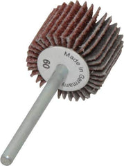 Value Collection - 3/4" Diam x 5/8" Face Width, Medium Aluminum Oxide Coated Mounted Flap Wheel - 1/8" Shank Mount, 60 Grit, X Weighted Cloth Backing, 35,000 Max RPM - Industrial Tool & Supply