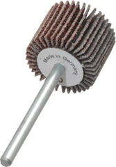 Value Collection - 3/4" Diam x 5/8" Face Width, Medium Aluminum Oxide Coated Mounted Flap Wheel - 1/8" Shank Mount, 80 Grit, X Weighted Cloth Backing, 35,000 Max RPM - Industrial Tool & Supply