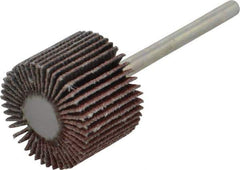 Value Collection - 3/4" Diam x 5/8" Face Width, Fine Aluminum Oxide Coated Mounted Flap Wheel - 1/8" Shank Mount, 120 Grit, X Weighted Cloth Backing, 35,000 Max RPM - Industrial Tool & Supply