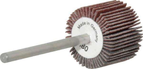 Value Collection - 3/4" Diam x 5/8" Face Width, Very Fine Aluminum Oxide Coated Mounted Flap Wheel - 1/8" Shank Mount, 180 Grit, X Weighted Cloth Backing, 35,000 Max RPM - Industrial Tool & Supply