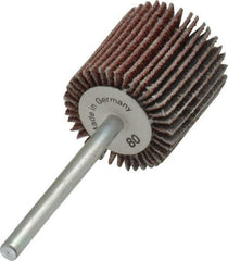 Value Collection - 3/4" Diam x 3/4" Face Width, Medium Aluminum Oxide Coated Mounted Flap Wheel - 1/8" Shank Mount, 80 Grit, X Weighted Cloth Backing, 35,000 Max RPM - Industrial Tool & Supply