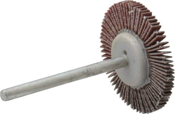 Value Collection - 1-3/16" Diam x 1/8" Face Width, Very Fine Aluminum Oxide Coated Mounted Flap Wheel - 1/8" Shank Mount, 180 Grit, X Weighted Cloth Backing, 30,000 Max RPM - Industrial Tool & Supply