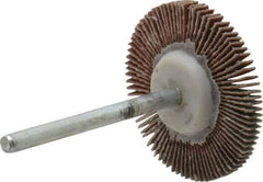 Value Collection - 1-3/16" Diam x 1/8" Face Width, Extra Fine Aluminum Oxide Coated Mounted Flap Wheel - 1/8" Shank Mount, 320 Grit, X Weighted Cloth Backing, 30,000 Max RPM - Industrial Tool & Supply