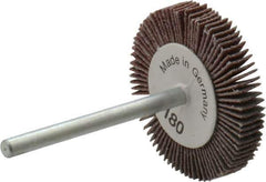 Value Collection - 1-3/16" Diam x 3/16" Face Width, Very Fine Aluminum Oxide Coated Mounted Flap Wheel - 1/8" Shank Mount, 180 Grit, X Weighted Cloth Backing, 30,000 Max RPM - Industrial Tool & Supply