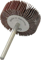Value Collection - 1-3/16" Diam x 3/8" Face Width, Very Fine Aluminum Oxide Coated Mounted Flap Wheel - 1/8" Shank Mount, 180 Grit, X Weighted Cloth Backing, 30,000 Max RPM - Industrial Tool & Supply