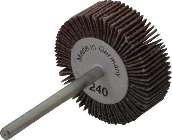 Value Collection - 1-3/16" Diam x 3/8" Face Width, Very Fine Aluminum Oxide Coated Mounted Flap Wheel - 1/8" Shank Mount, 240 Grit, X Weighted Cloth Backing, 30,000 Max RPM - Industrial Tool & Supply