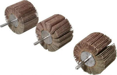 Value Collection - 3 Piece Abrasive Flap Sanding Wheel Kit - 60, 80 & 120 Grit, Medium & Fine Grade, 3" Diam x 2" Width x 1/4" Shank Diam - Industrial Tool & Supply