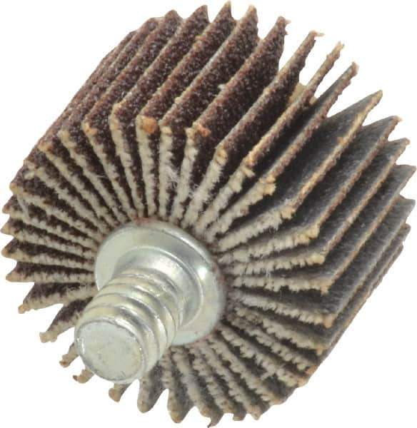 Norton - 1" Diam x 5/8" Face Width, Medium Aluminum Oxide Coated Mounted Flap Wheel - 1/4-20 Threaded Mount, 80 Grit, Cloth Backing, 30,000 Max RPM - Industrial Tool & Supply