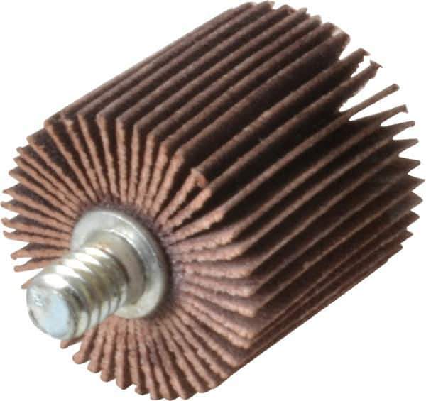Norton - 1" Diam x 1" Face Width, Very Fine Aluminum Oxide Coated Mounted Flap Wheel - 1/4-20 Threaded Mount, 180 Grit, Cloth Backing, 30,000 Max RPM - Industrial Tool & Supply