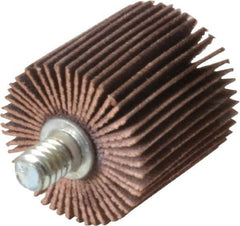 Norton - 1" Diam x 1" Face Width, Very Fine Aluminum Oxide Coated Mounted Flap Wheel - 1/4-20 Threaded Mount, 180 Grit, Cloth Backing, 30,000 Max RPM - Industrial Tool & Supply