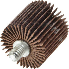 Norton - 1" Diam x 1" Face Width, Medium Aluminum Oxide Coated Mounted Flap Wheel - 1/4-20 Threaded Mount, 80 Grit, Cloth Backing, 30,000 Max RPM - Industrial Tool & Supply