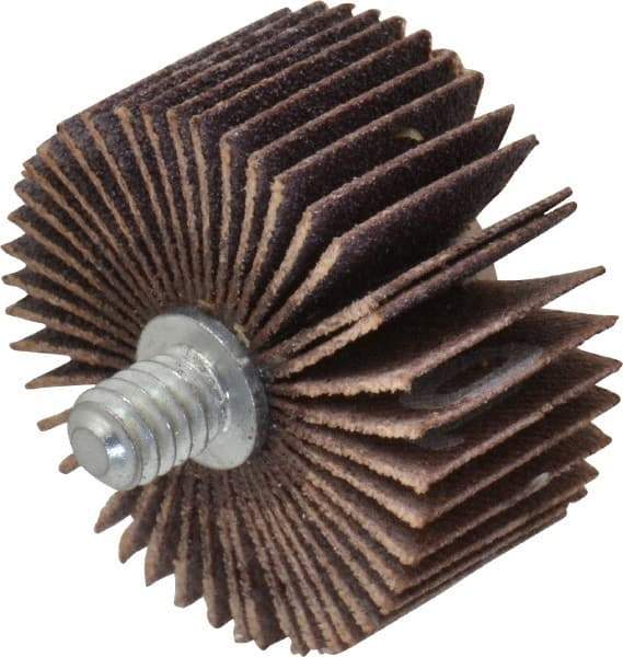 Norton - 1-3/8" Diam x 5/8" Face Width, Fine Aluminum Oxide Coated Mounted Flap Wheel - 1/4-20 Threaded Mount, 120 Grit, Cloth Backing, 30,000 Max RPM - Industrial Tool & Supply